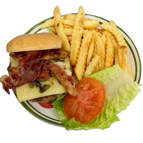 tuesday lunch (blue devil burger with fries) $8.99